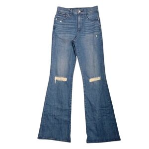 EXPRESS Conscious Edit High Rise Flare Jeans Distressed Medium‎ Wash Size 4